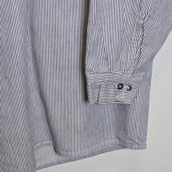 Prison Blues PRSN BLU Hickory Stripe Half Zip Work Shirt USA Made Large Tall - Picture 3 of 7